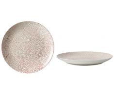 Fill 21330 Set de 4 Assiettes en grès de la Collection Althea - Effet craquelé - Rouge