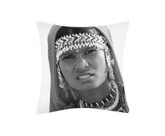 Douceur de France Coussin imprimé Portrait dune tunisienne, Polyester, Multicolore, 40x40 cm