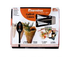 Marmiton KDO8543 Coffret Comprenant 3 Cônes en INOX + 1 Feuille de Cuisson + 1 Poche à Douille + 5 Fiches Recettes