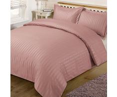 Dreamscene Parure de lit avec housse de couette Ã rayures avec taie doreiller en satin magnifique Parure de lit, Polyester, rose, super-king