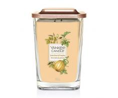 Yankee Candle collection Ãlévation, bougie parfumée carrée avec 2 mèches, grande taille, avec couvercle socle de présentation, Fève tonka et potiron