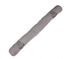 charme & douceur bas de porte 85x12cm polyester brode bonheur taupe/anthracite