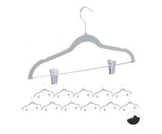 Relaxdays 10024379_111 cintres en Velours, mÃ©tal, Gris, 22,5 x 43 x 2,8 cm