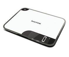 Balance de cuisine numérique Salter Max planche à découper - Grande plate-forme en verre balance de cuisson électronique pour la maison, pèse les aliments jusquà 15 kg, garantie de 15 ans - Blanc