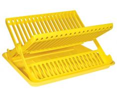 Cosmoplast Egouttoir à Vaisselle Pliable avec Plateau, Plastique,Jaune
