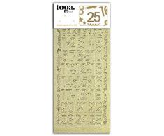 Toga Stickers relief peel off chiffres pailletÃ©s Or, taille unique