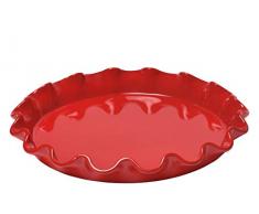 Emile Henry Eh346087 Corolle Plat à Tarte Céramique Rouge Grand Cru 32,5 X 32,5 X 4,5 cm