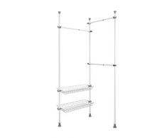 WENKO Système de penderie télescopique Hercules Duo - Système dordre réglable, système de porte-vêtements, Acier, 164-215 x 165-300 x 38 cm, Blanc