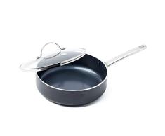 GREENPAN BONN BLACK CC000852-001 Sauteuse avec Couvercle Aluminium, Noir, 24cm