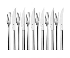 WMF 1291436046 Set de 12 Couverts Ã Steak, Acier Inoxydable, Argent, 25,5 x 21 x 2,8 cm