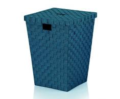 Kela 23088 Panier à Linge Tressé, 40x40x52 cm, Bleu Pétrole, Alvaro
