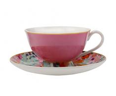 Maxwell Williams Tasse Ã thÃ© et Soucoupe en Porcelaine Anglaise Motif Fleurs Cachemire, Porcelaine, Rose/Bleu, 200 ML