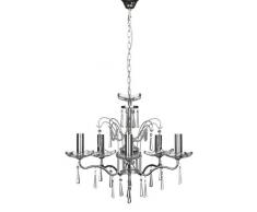 Premier Housewares 2501606 Lustre Alexis avec 5 Bras Cadre en Fer Chromé Cristal/Verre 56 x 56 x 11 cm