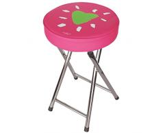 Laroom Tabouret Pliable en Acier Inoxydable avec siège en PVC Rose