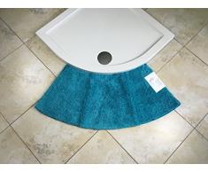 Cazsplash Petit Tapis de Douche Arrondi en Quart de Cercle, Microfibre, Bleu Sarcelle, Taille M