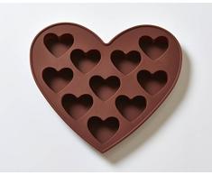 Monde de moules Coeurs 10Â cavitÃ© Moule, Silicone, 15.5Â x 14.5Â x 1Â cm