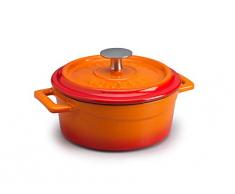 Pentole Agnelli COGHSRP10420O Casserole à Cuisson Lente avec poignées et Couvercle, Fonte, Orange, 2,6 L