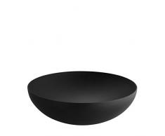 Alessi Double DUL02/25BT - Bol Design à Double Paroi en Acier Coloré à La Résine Au Époxyde, Noir Avec Décoration en Relief