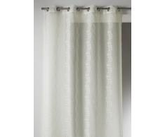 Home Maison 09367-8-AL Voilage Etamine Brodé avec Oeillets Ronds Ivoire/Argent 140 x 260 cm