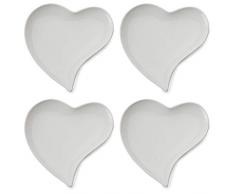 Maxwell Williams White Basics Lot de 4 assiettes en porcelaine en forme de cÅur Blanc, Porcelaine, blanc, 21 cm, Set of 4