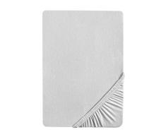 Biberna 77866/019/340 Drap Housse en Jersey Stretch pour un Lit Individuel Gris 90 x 190 cm Ã 100 x 220 cm