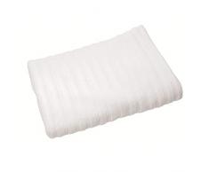 iDesign serviette de bain, grand drap de bain en coton avec un joli design rayÃ©, serviette de toilette trÃ¨s douce pour la douche, la baignoire ou le sauna, blanc