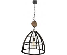 Brilliant 93411/76 MATRIX 2 Suspension 1L E27. H.140cm Ã48cm. metal/bois Coloris noir antique, 60 W