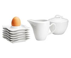 Josef Maeser 926322 Verso by MÃ¤ser, sÃ©rie Orchestra, 6 coquetiers + sucrier et Pot Ã Lait, Une Forme Unique dans Une Douce Teinte Ivoire, Porcelaine, Blanc