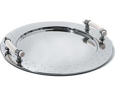 Alessi Mgvass W Plateau Rond en Acier Inoxydable 18/10 Brillant avec Poignées en Pa, Blanc