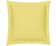 Blanc des Vosges Uni Percale Taie Coton Citron 65 x 65 cm