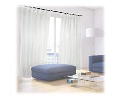 Relaxdays Rideaux avec passants lot de 2 rideaux unis transparents en polyester HxlxP: 245 x 140 x 0,1 cm, crème
