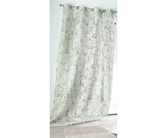 Linder 0171/29/49866/377 Rideau 8 Oeillets Fusil Ronds Polyester/Coton Beige/Noir 150 x 260 cm
