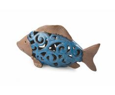 Villa dEste Home Tivoli Sea photophore Poisson, cÃ©ramique, Bleu/Marron, 32Â x 10Â x 18Â cm