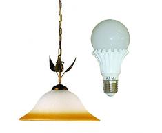 onli Lampe à suspension avec ampoule E27, 22 W, marron/ivoire/ambre, 40 x 150 cm