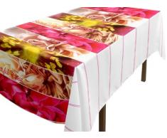 Soleil docre 857126 Nappe CirÃ©e Rectangulaire ImprimÃ© Beautiful Rose Toile/PVC Multicolore 140 x 240 cm