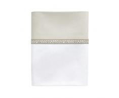 Essix - Drap Plat Toi & Moi Traverse Percale de Coton Blanc/SÃ©same 180 x 290 cm