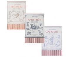 Coucke Lot de 3 torchons Plats familiaux, Coton, Rouge, 75x50 cm