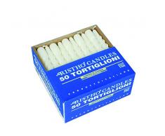 Cereria di Giorgio RisthÃ² Lot de 50Â Bougies torsadÃ©es pour bougeoir, Cire, Couleur Blanche, 2,2Â x 21Â cm