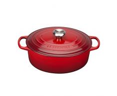 Le Creuset, Cocotte Signature en Fonte Ãmaillée avec Couvercle, à 27 cm, Ovale, Compatible avec Toutes Sources de Chaleur (Induction Incluse), Capacité :4.1 L, 4.425 kg, Cerise