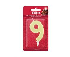 Aurore 345275 Bougie danniversaire NumÃ©ro 9 Phosphorescente Plastique, Fluorescent, 6 x 2 x 6 cm