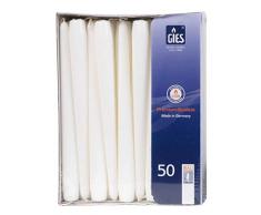 Gies 205-339000-10 Lot de 50 Bougies chandelles Blanc 245 x 23,5 mm