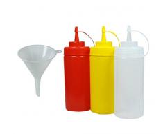 Viva Haushaltswaren 3 quetschf Pattes 0,45L pour Ketchup Moutarde Mayonnaise + Entonnoir à 9 cm
