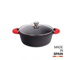 Valira 4142/25 Cocotte Haute Premium de 28 cm fabriquÃ© en Espagne, en Fonte daluminium avec Anti-adhÃ©rent Ã©cologique renforcÃ©, apte pour linduction, Noir, Ã28 cm