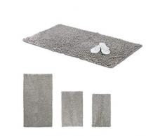 Relaxdays Tapis de bain SHABBY antidérapant en gris 100% coton fait main douche baignoire lxP: 120 x 70 cm, gris