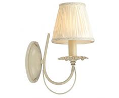 Applique murale, style classique, Elégant, Armature en Métal couleur ivoire, Abat-jour en tissu Blanc, ampoule non inclu, pour le salon, la chambre, entree, couloir, E14 1x 60W 220V