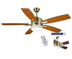 bastilipo Ventilateur de plafond avec télécommande E27, 60 W, bronze antique 132 x 45 cm