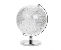 Lesser & Pavey Globe terrestre Rotatif Vintage avec Support en métal pour Bureau Argenté/Blanc, Argenté, 27cm