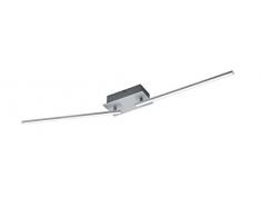 Trio Leuchten Plafonnier LED Highway, aluminium brossé, acrylique blanc Barre 2 ampoules Silber, Weiß