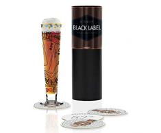 Merchando Black Label Verre à bière en cristal avec 5 couvercles 300 ml