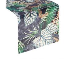 Eurofirany Chemin de Table en Velours avec Feuilles et Feuilles 35 x 140 cm